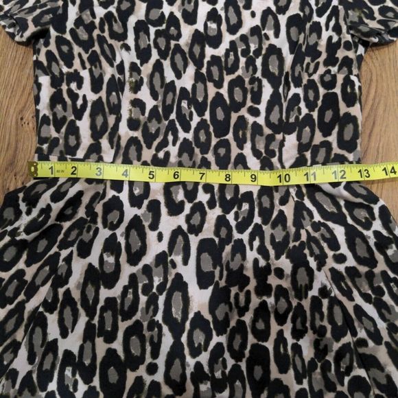 Kate Spade Womens Autumn Leopard Mini Dress Size 0 Brown Ponte Knit Fit Flare - Picture 12 of 13